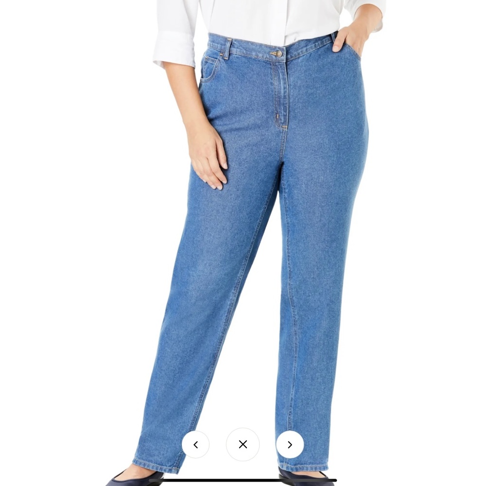 2 pair - Woman Within NWT Size 36W Medium Stonewash Jeans with elastic back